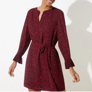 Loft Red Cheetah Print Dress